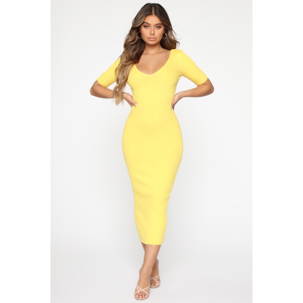 Yellow fashion nova dress